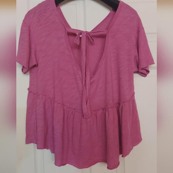 Coquette Babydoll Top Tie Back Peplum Flare Fairycore Sweet - Picture 2 of 7